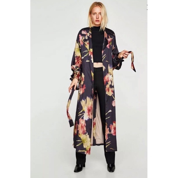 Zara Jackets & Blazers - Zara Floral Oversized Trench Coat Jacket NWT Sz S